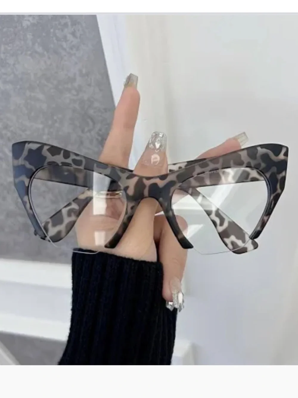 Cat-Eye Leopard Print Eyeglasses/Sunglasses Semi clear Frame ~ New/Never Used
